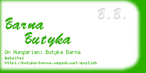 barna butyka business card